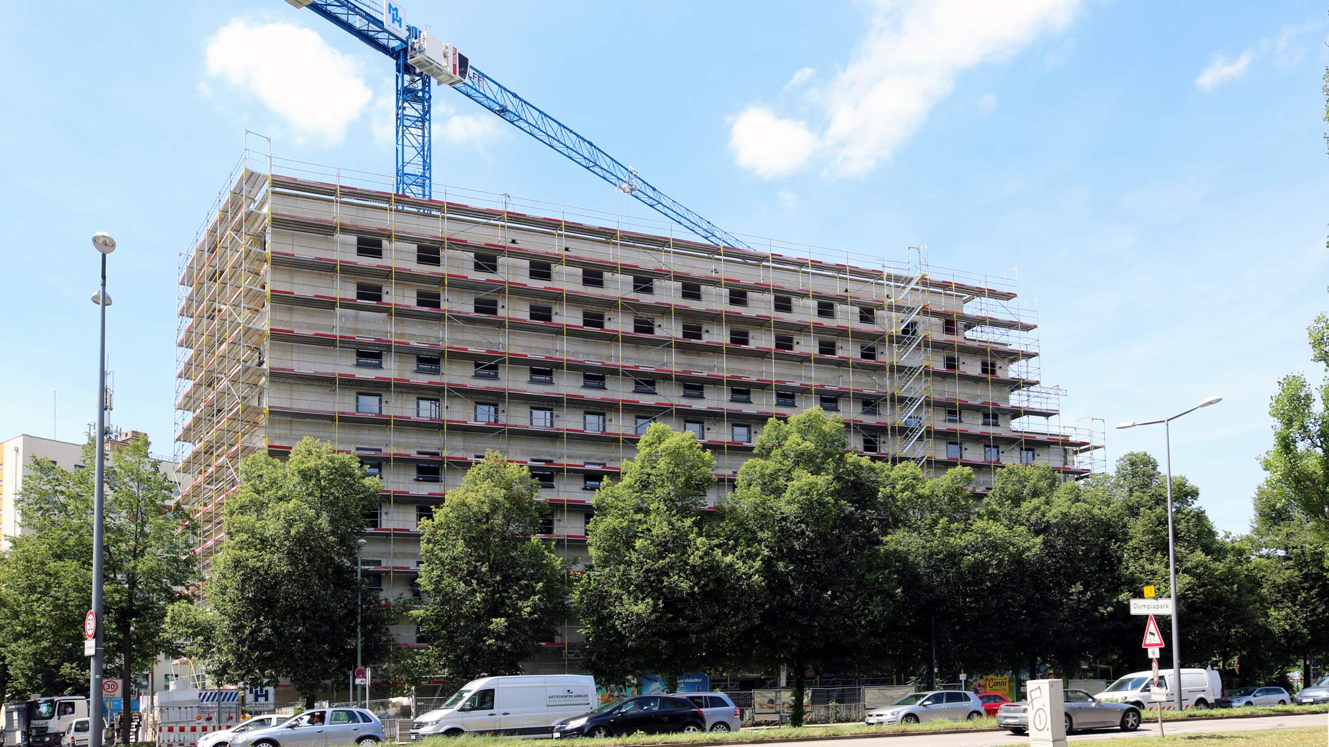 Studentenwohnungen und Büros in der Hanebergstraße in Müchen im Bau