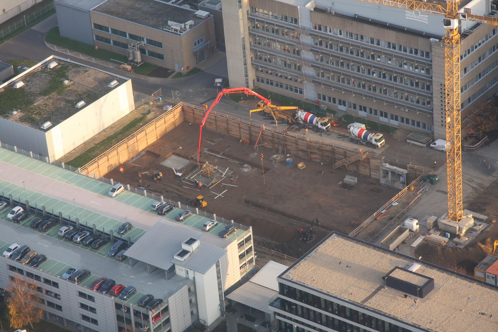 Laborgebäude Grünenthal von oben zu Baubeginn